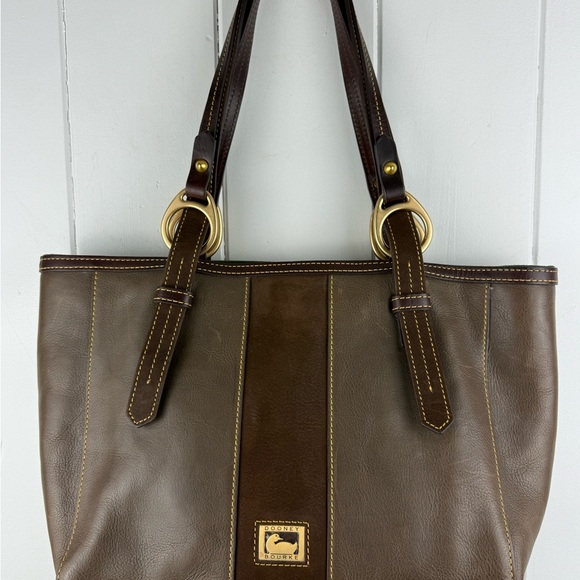 Dooney & Bourke Two-Tone Brown Leather Tote - Picture 2 of 9